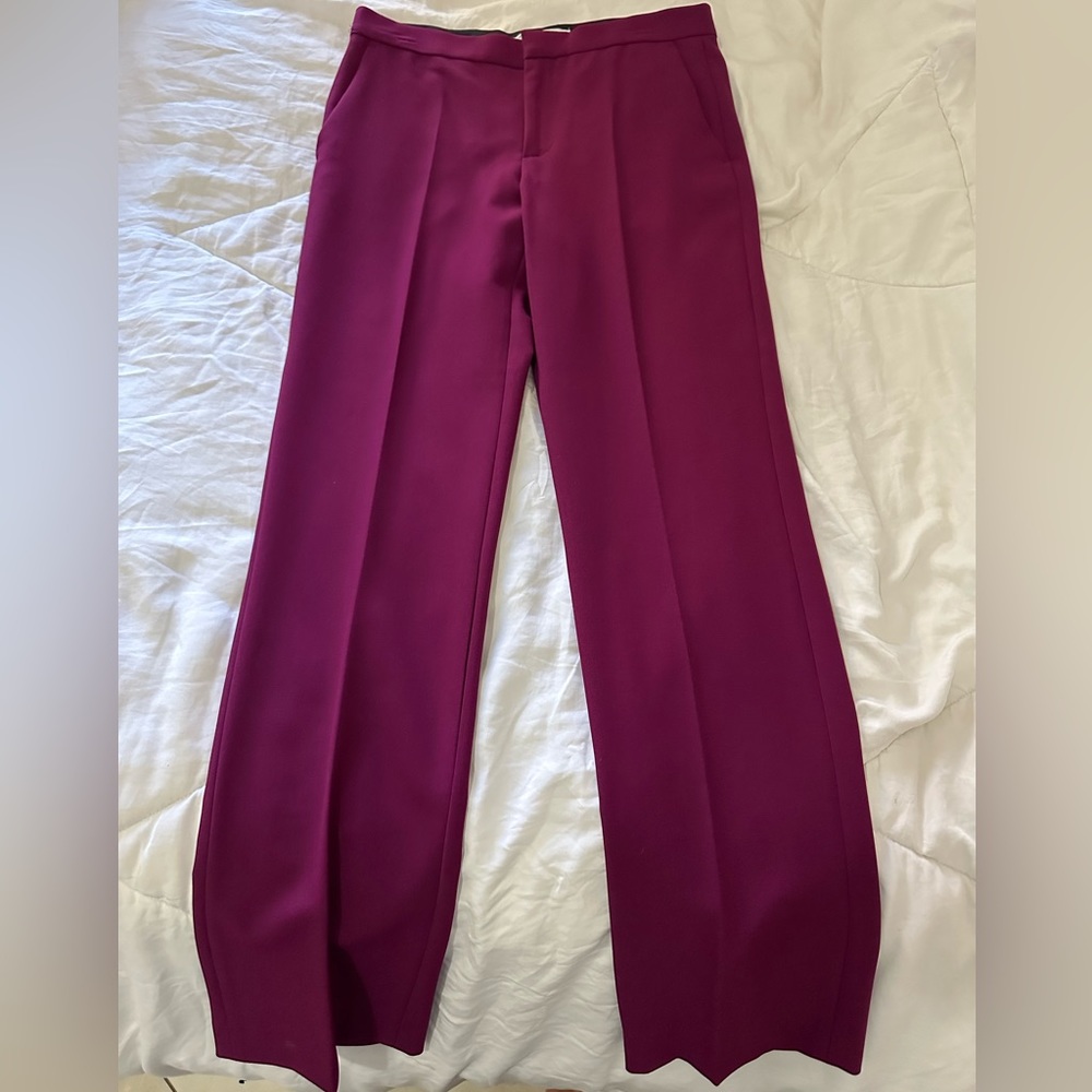 ZARA Burgundy Straight Leg Work Pants